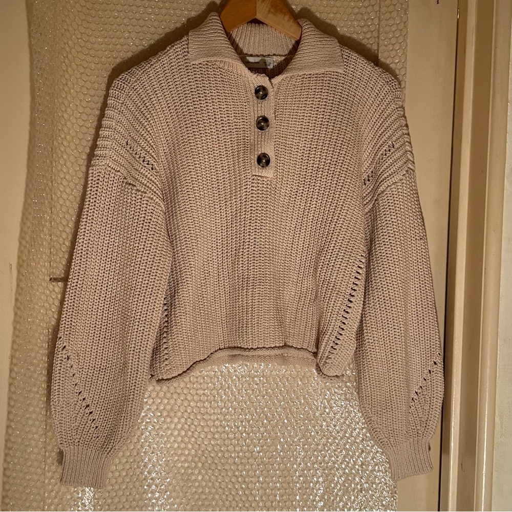 Gentle Fawn Women's Cream Sweater with Button Detail L